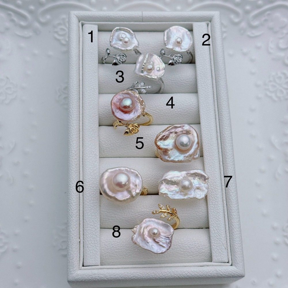 26R293 Handmade Freshwater Baroque Pearl Adjustable Ring Freesize - Picture 2 of 6